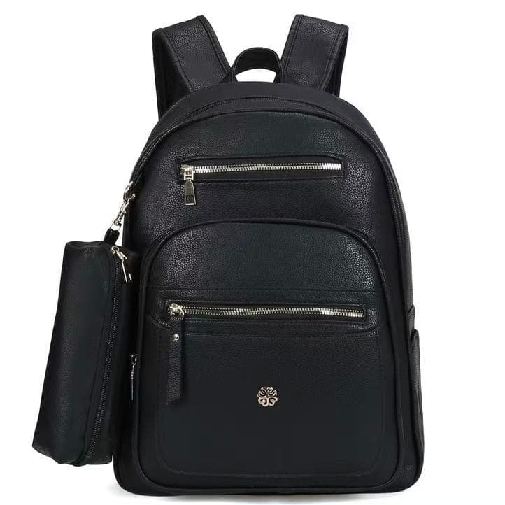 Bolsa Mochila Couro PU Feminina Masculino Grande Com Estojo De Costas Em Couro Sintético Para Estuda Trabalho Dia Dia