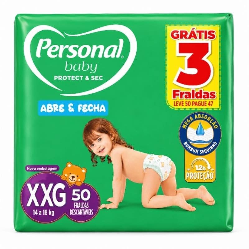 Fralda Descartável Personal Baby Protect & Sec Tam. XG 50 Unidades