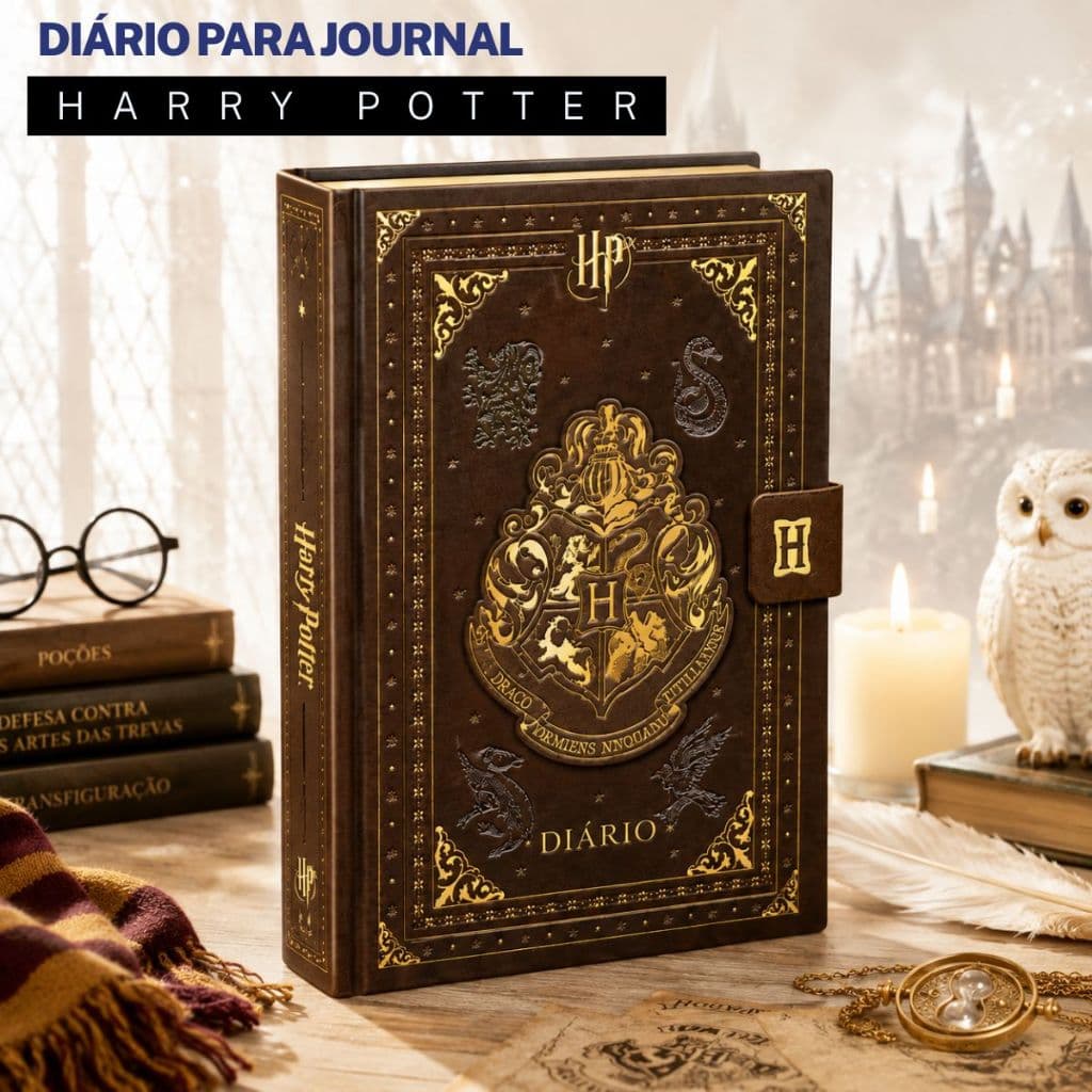 Diário Harry Potter 192 Folhas Pautadas com Adesivos Capa Dura Jandaia