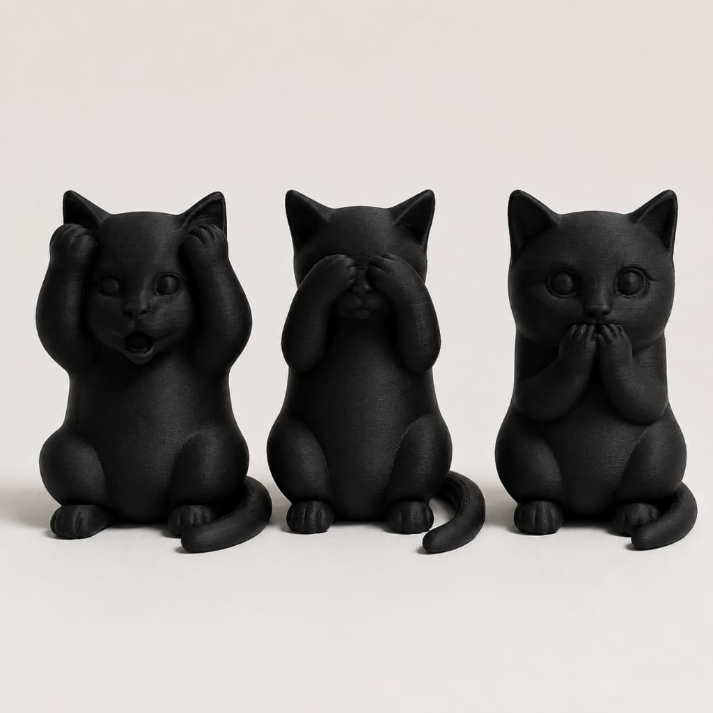 Kit Gatos Sábios Decorativos Não Vejo, Não Ouço e Não Falo – Conjunto de Estátuas para Decoração