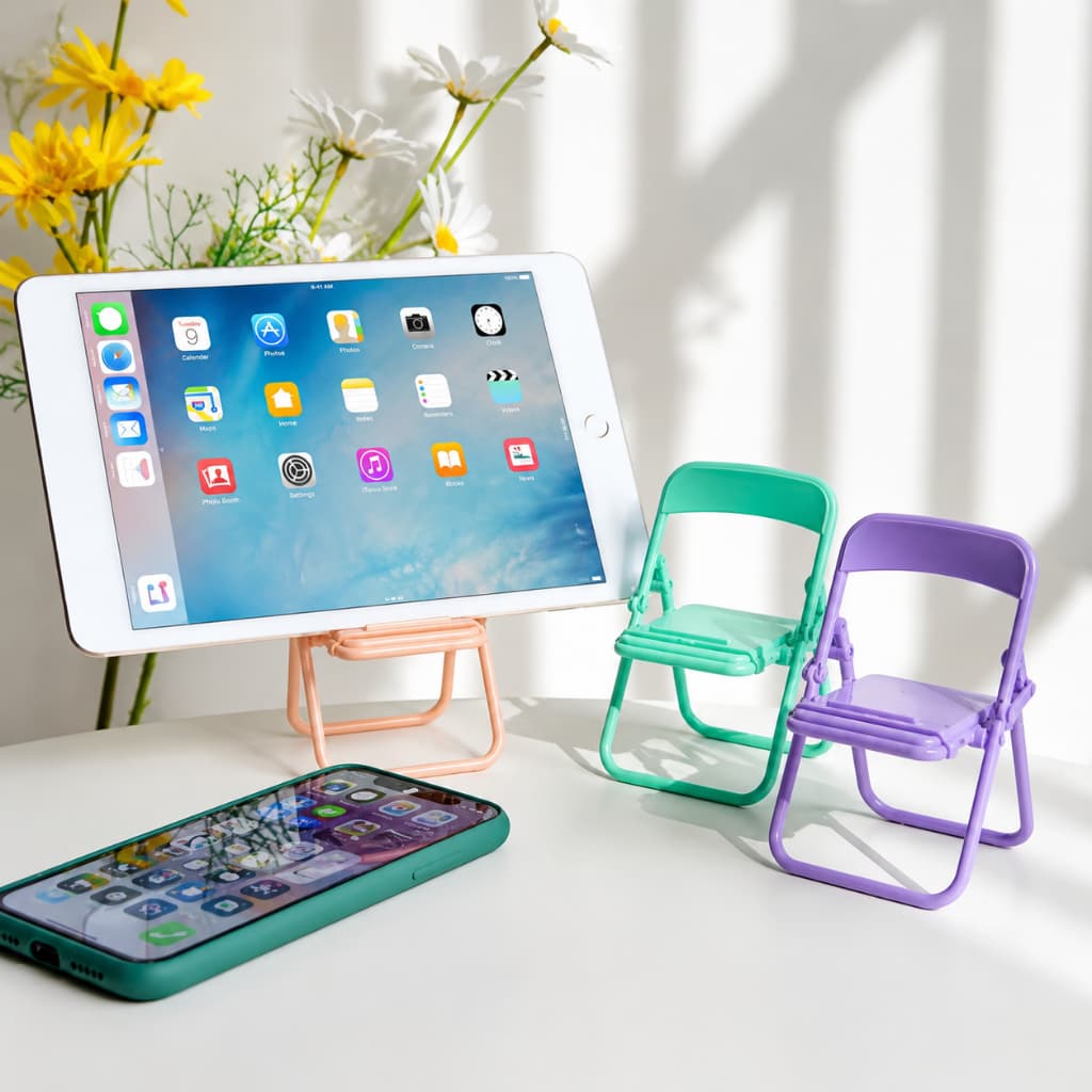 Mini Suporte Para Celular Cadeira Formato Dobrável Apoio