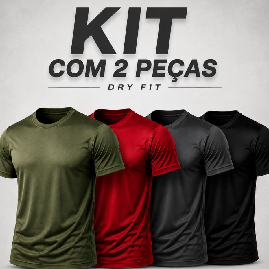 KIT 2 CAMISETAS Masculina Dry Fit Esportiva Manga Curta Secagem Rápida Anti Suor Respirável Para Treino Academia Corrida
