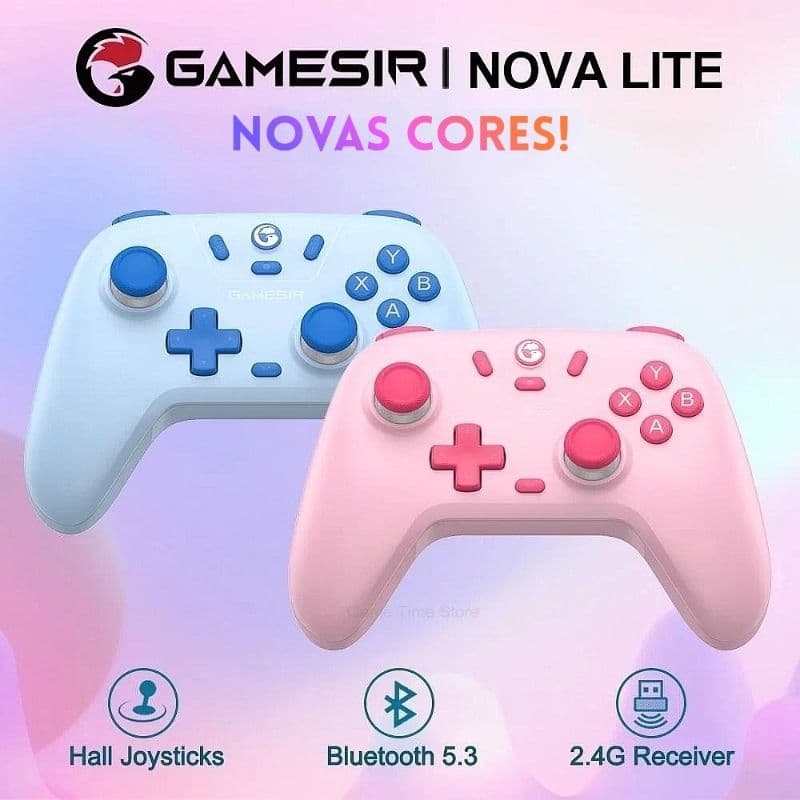 Controle Gamesir T4 Nova lite, bluetooth e wireless, bateria interna, anti drift.