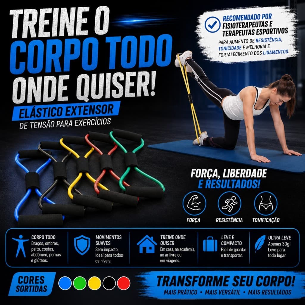 Elástico Tensão Para Exercício Ginástica Ombro Braço Glúteos - ( Cores Sortidas)