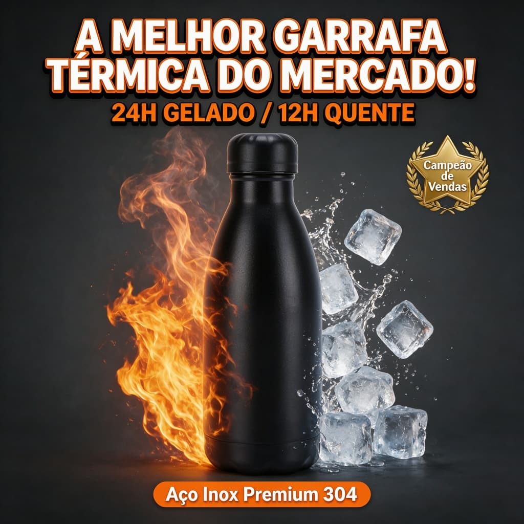 Garrafa Térmica Aço Inox 304 Mantém 24h Gelado 12h Quente Garrafa Isolante Premium Portátil para Academia Viagem e Uso D