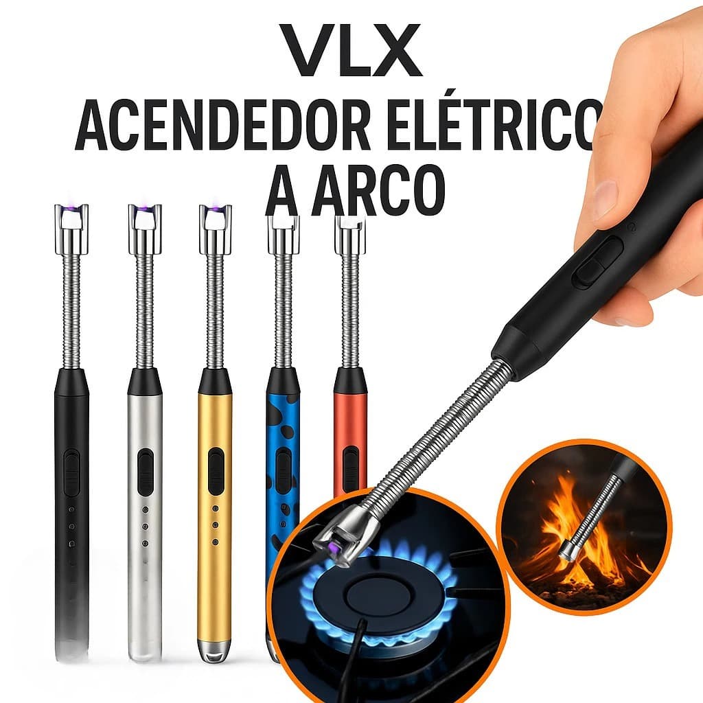 Acendedor Isqueiro Elétrico Recarregável USB Haste Flexível Fogão,Churrasqueira,Velas,Camping - COR conforme disponivel