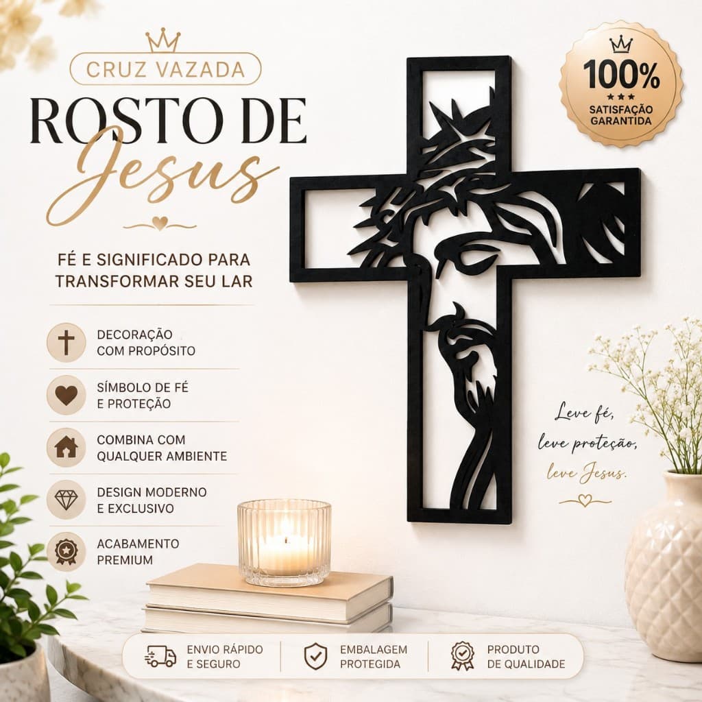 Cruz Rosto De Jesus Vazada Decoração Parede