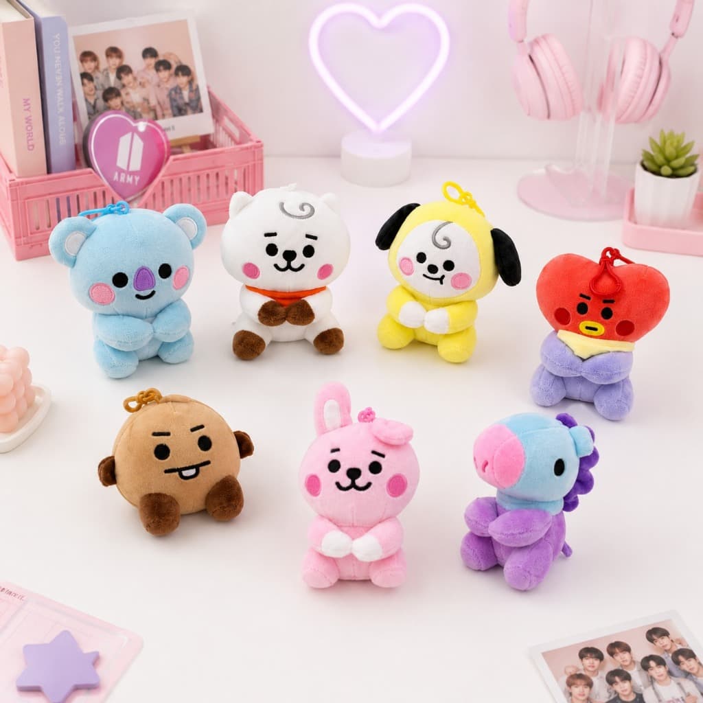 Chaveiro De Pelúcia BTS BT21Bangtan Kpop Boneco Fofo Pingente Para Bolsa Mochila Presente Fãs Army  Macio 10 cm