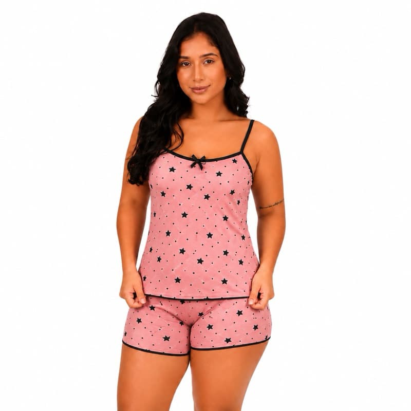 Short Doll Baby Doll Feminino Pijama Feminino Estampado Dia a Dia Cores Sortidas
