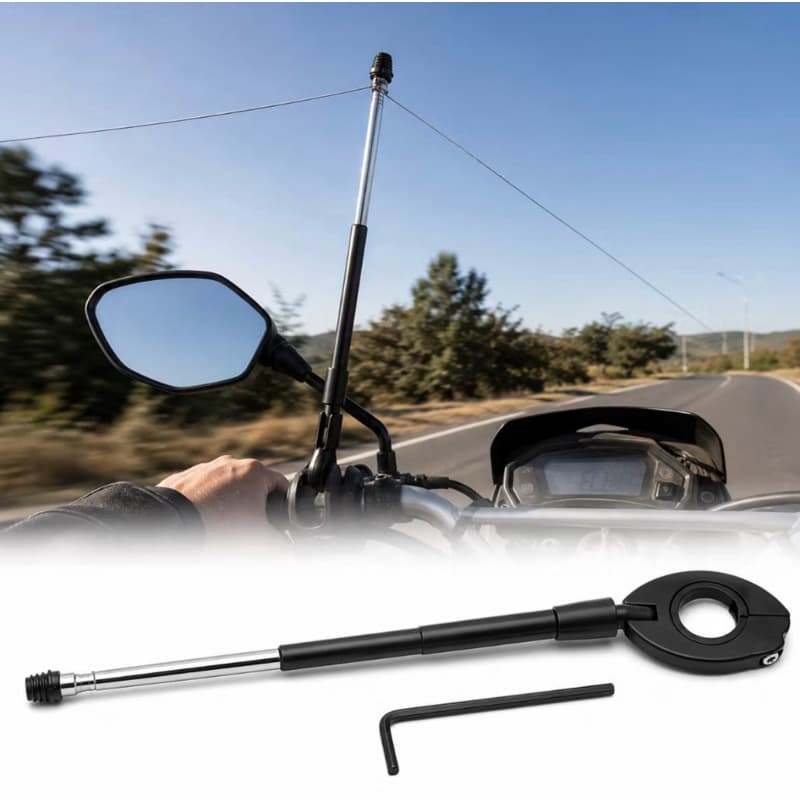 Antena Corta Pipa em Aço Inox Retrátil Anti Cerol para Moto - 6 Estágios - Fixação no Retrovisor
