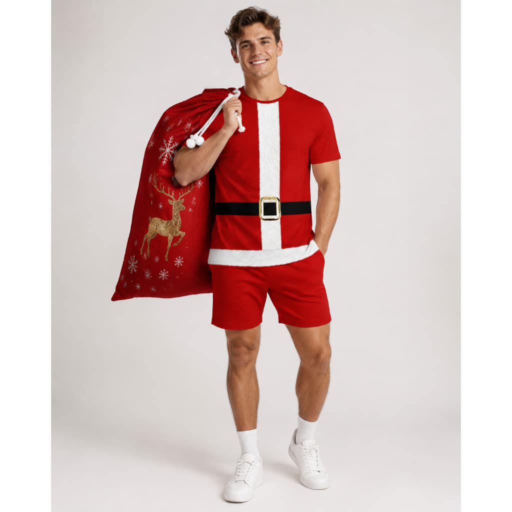 Fantasia Camiseta de Natal com tema Papai Noel Jovem  Fantasia Cosplay 3D Unissex