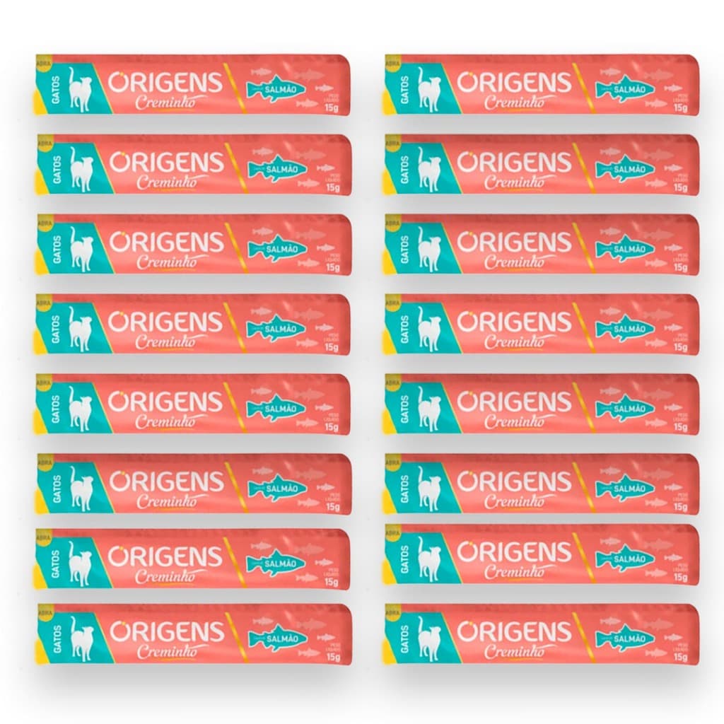 Kit 4x Petisco Origens Creminho Salmão para Gatos - 60g - 16 unidades