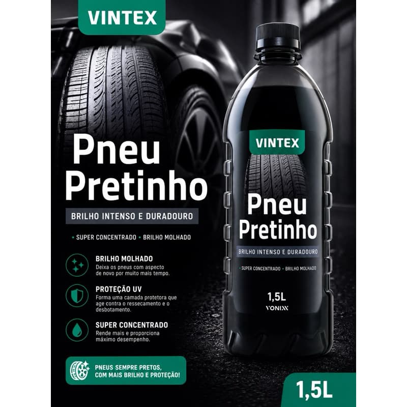 Pneu Pretinho Brilho Intenso Abrilhantador Vonixx 1500ml