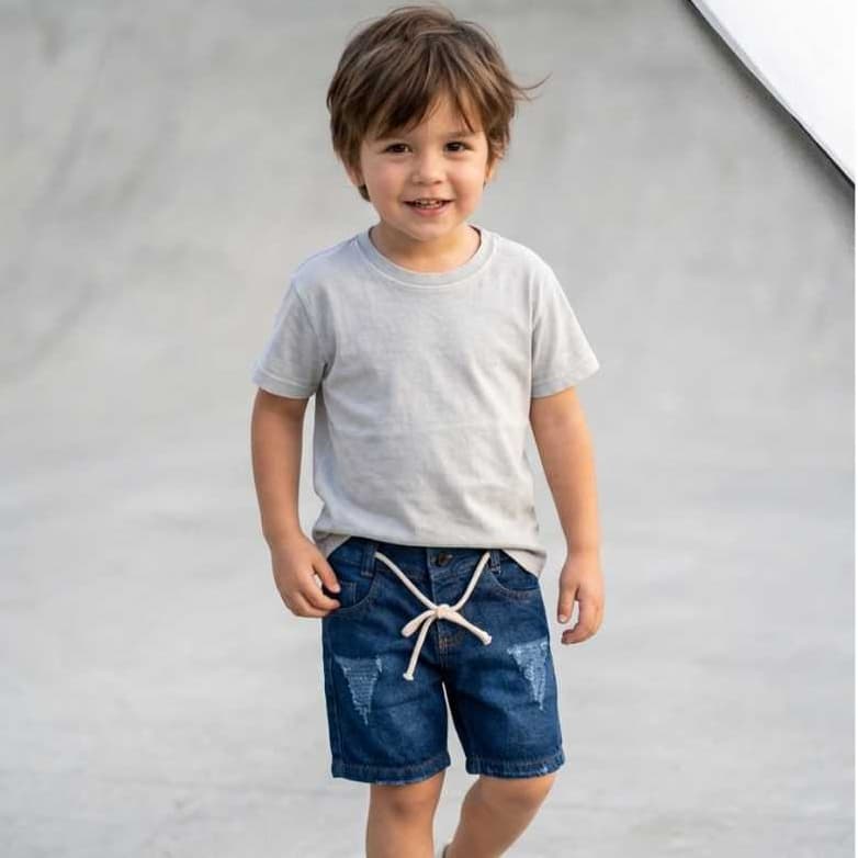 Bermuda Jeans Infantil Masculino Com Cordão Regulável Mauricinho Estiloso Estilo Mauricinho Com Regulagem Na Cintura