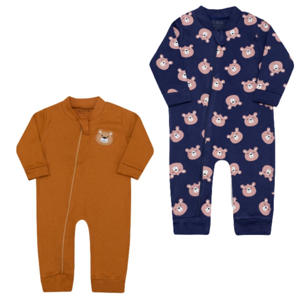 Kit 2 Macacão Manga Longa Menino Algodão Menina Roupa de Bebê Roupinha de Menino