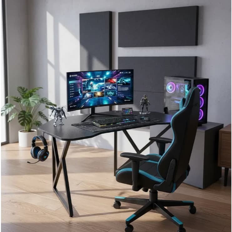 Mesa Gamer 160cm Grande Reforçada Escritório Computador PC com Porta-Copo
