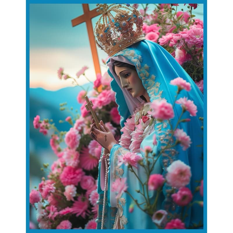 Quadro decorativo nossa senhora azul, quadro em pvc adesivado , quadro decorativo em alta qualidade