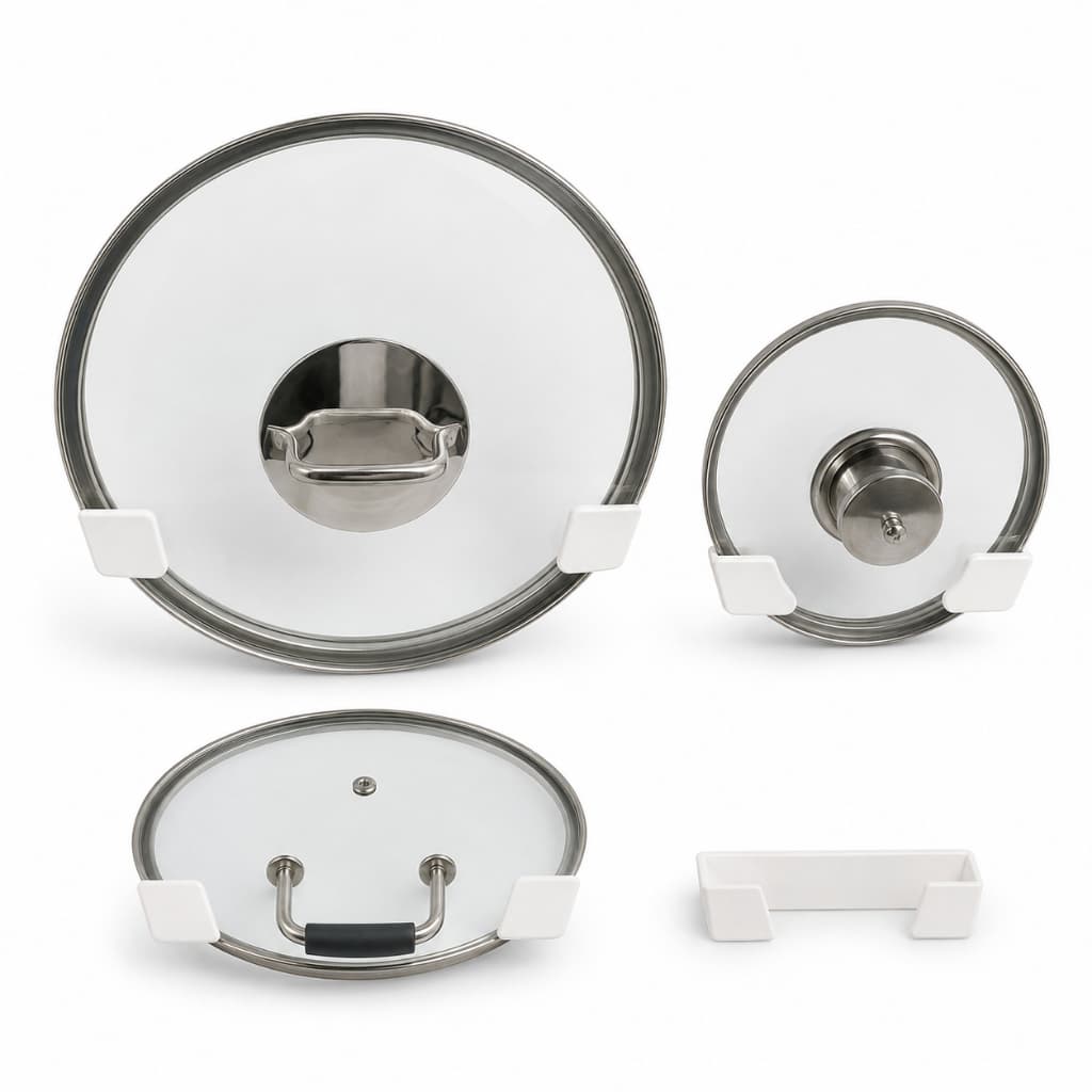 Porta 4 Tampas De Panela Organizador Armário Cozinha Branco Branco