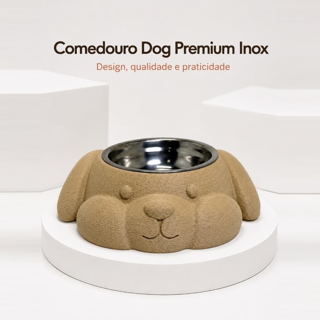 Comedouro Bebedouro Dog Premium Inox Removível para Pote Ração Água Chachorros Tigelas 300ml