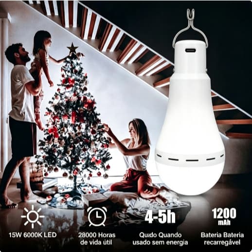 Lampada de Emergencia Led Recarregavel 8 Unidades Portatil para Acampar Luz Multifuncional Impermeavel