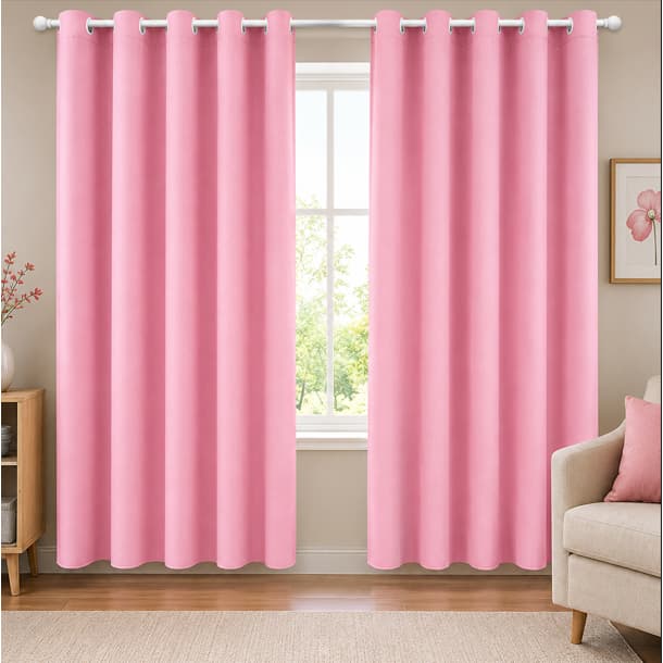 Cortina Rosa Oxford 3 Metros com Ilhós para Sala Quarto – Alturas 2,30 / 2,50 / 2,80