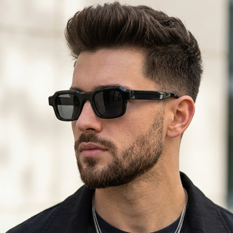 Óculos de Sol Masculino Quadrado Retrô Vintage UV400 Acetato Premium Casual Elegante