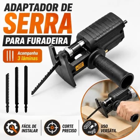Adaptador de Furadeira para Serra Sabre com Empunhadura e Lâminas para Corte