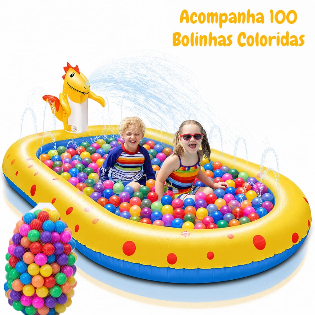 Piscina Dinossauro 100 Bolinhas Inflável Playground Chafariz Infantil