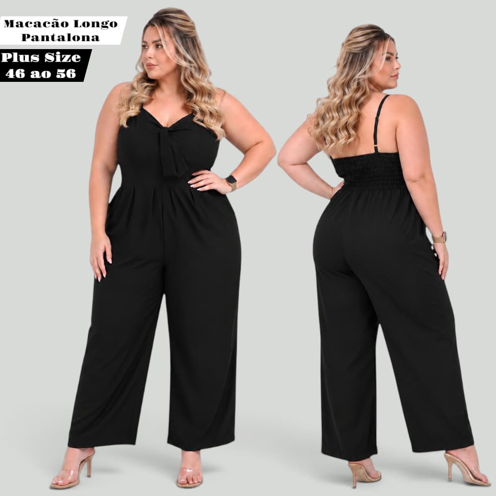 Macacão Plus Size Feminino Longo Macacão Pantalona Feminino Macacão Longo Feminino Elegante Macacao Plus Size G1 G2 G3