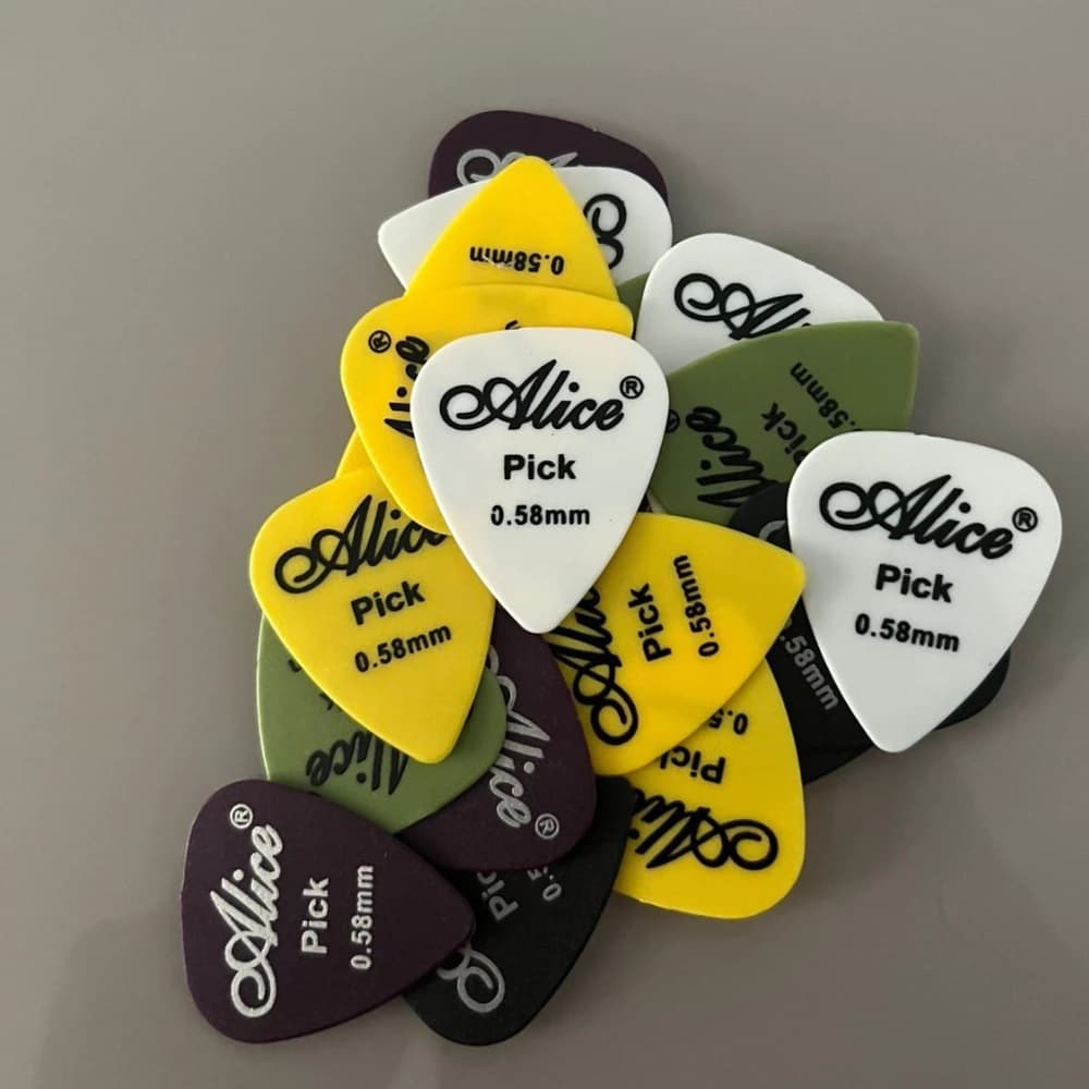 Kit 10 Palhetas Tam 0.58 MM Alice para Guitarra, Violão, Ukulele, Cavaco Abs