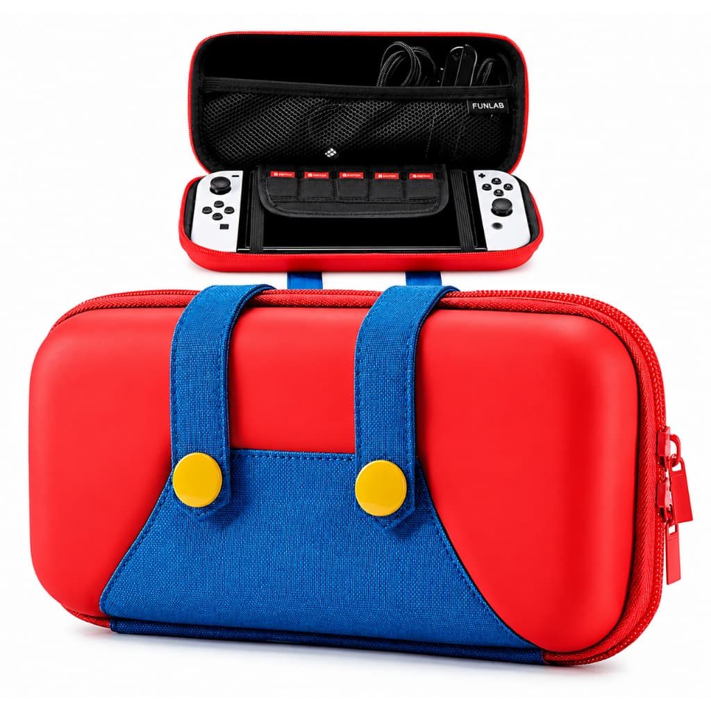 Case Capa Para Nintendo Switch Oled Bolsa Estojo Resistente Cor Azul E Vemelho Inspirado Mario