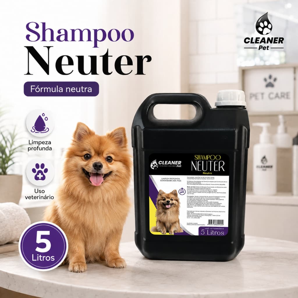 Shampoo Neutro Profissional Para Cachorro 5Litros CLEANER Pronto Uso