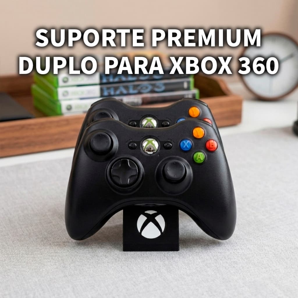 Suporte Duplo Para Controle Xbox 360 De Mesa Expositor Setup Gamer Base Organizador duplo para Controle