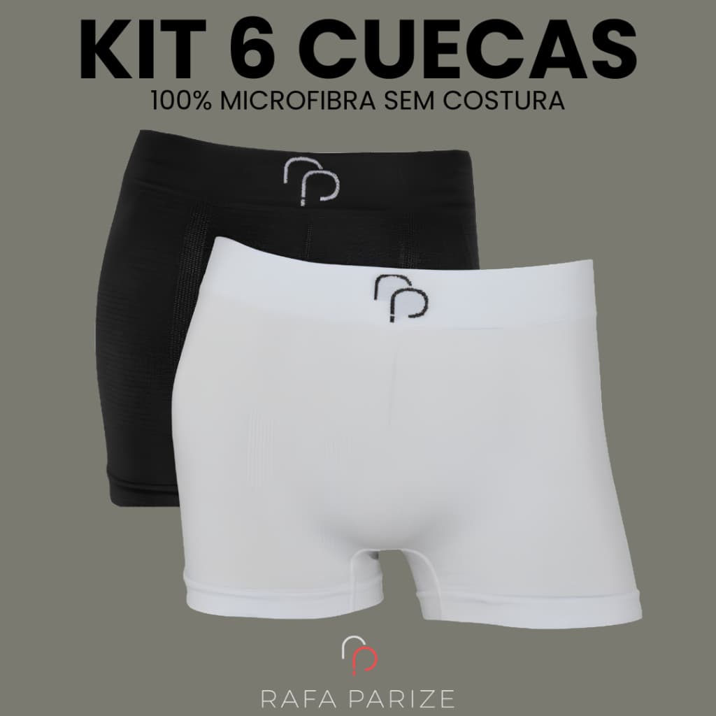 Kit 6 Cuecas Boxer Confortável Masculina Sem Costura Microfibra Rafa Parize Adulto