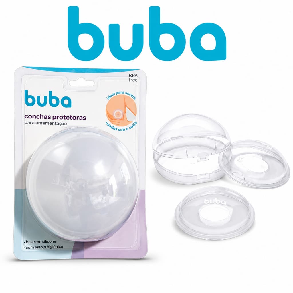 2 Conchas Protetoras Buba Para Amamentação Com Estojo Silicone Para Mamilos Coletor Leite Materno