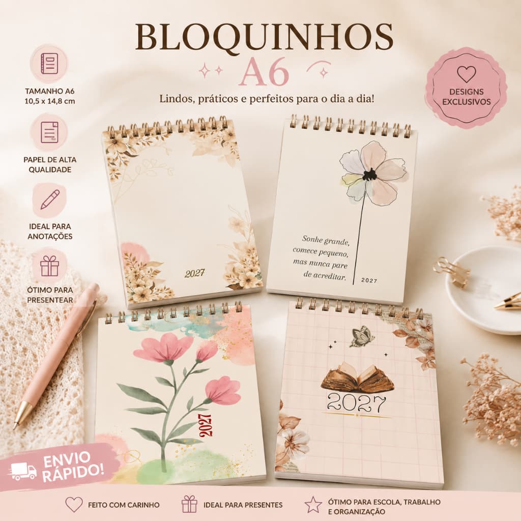 Kit Bloquinhos A6 Capa Dura Personalizado 50 Folhas Wire-O | Lembrancinhas e Mimos para Clientes -15 un