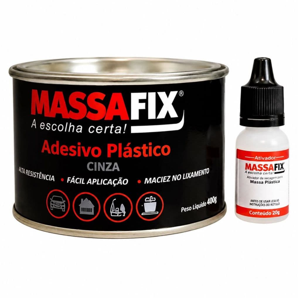 Massa Plastica Adesiva para Marmore e Automotivo Cinza Royal Fix 400g