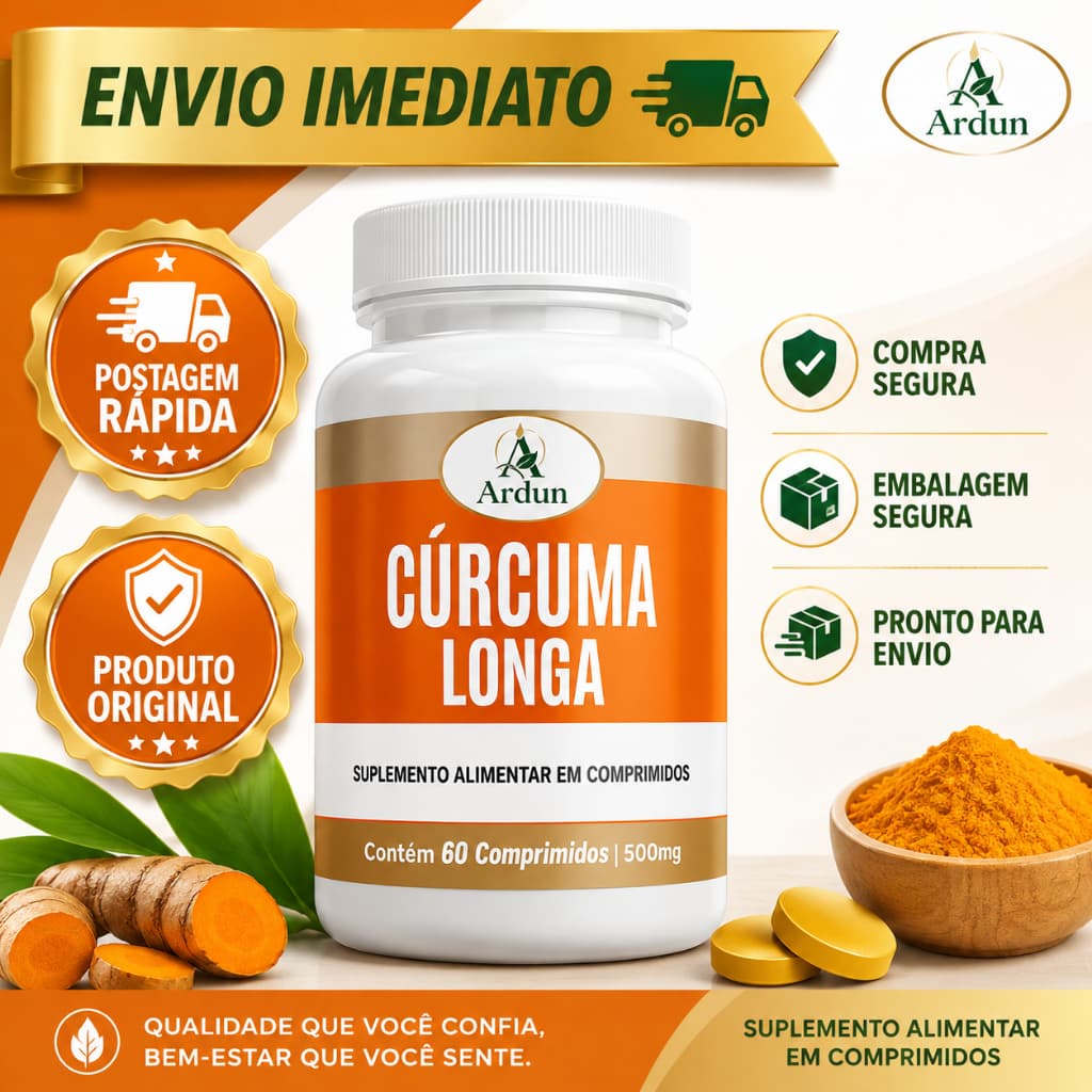 Cúrcuma Longa 500mg Curcumina 60 Comprimidos Açafrão da Terra Antioxidante
