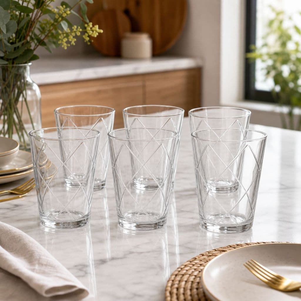 Kit 6 Copos Nadir Maracatu de Vidro Transparente para Água, Suco, Refrigerante e Bebidas