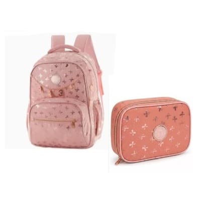 KIT MOCHILA + ESTOJO YEPP ESCOLAR JUVENIL FEMENINO MF8210-18 GRANDE