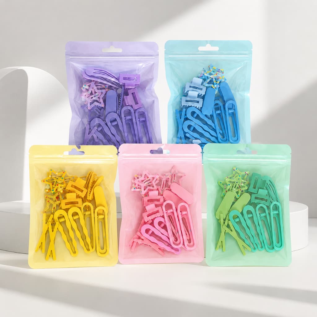 ANA1108  Kit36 Presilhas de Cabelo Infantil Estrela BB Clip e Bico de Pato Rosa Acessórios