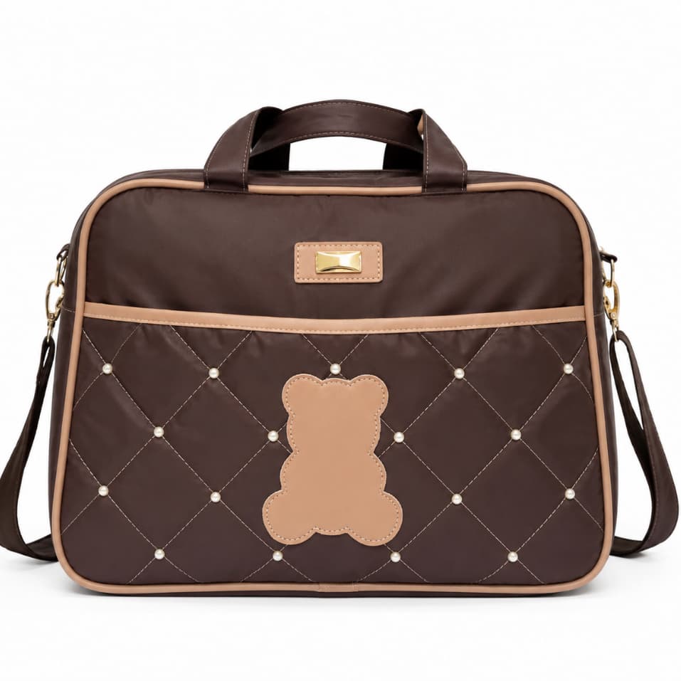 Bolsa mala Maternidade Grande Menino Menina com Ursinho Luxo Alça de Mão e Transversal Envio Rápido