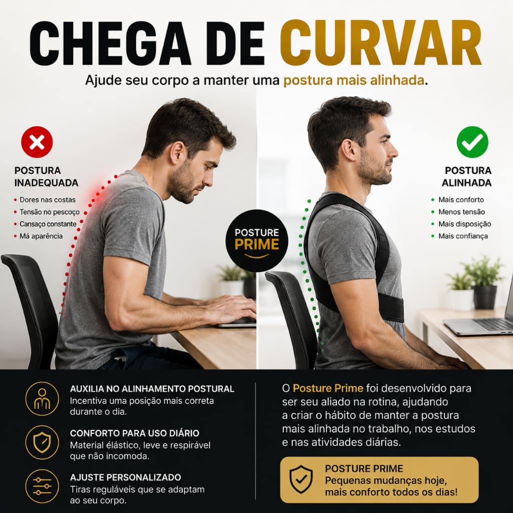 Cinta Postural Ajustável Elástica Unissex Corretor de Postura Confortável/b-max
