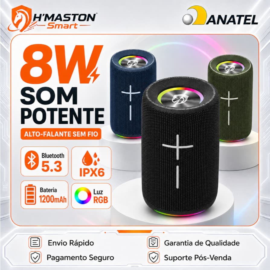 H'MASTON TN20 Caixinha De Som Bluetooth Caixa Som Caixa De Som Pequena Caixa Bluetooth Caixa De Som Bluetooth Pequena