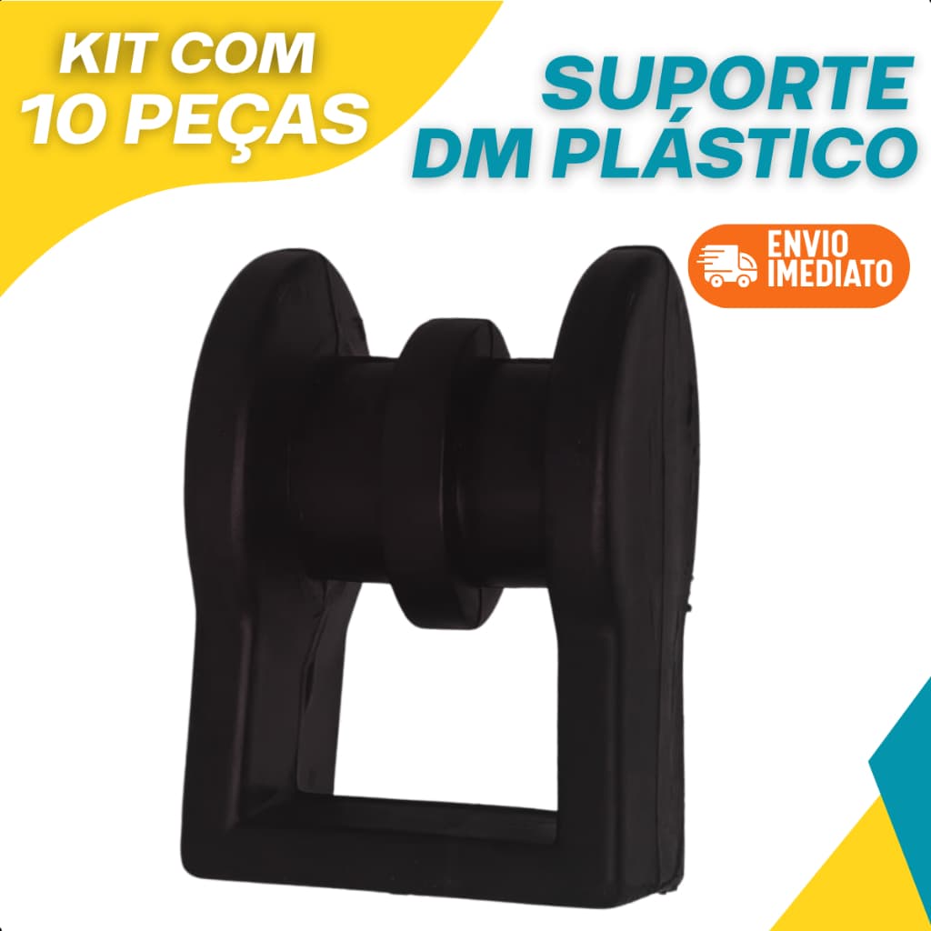 Suporte DM Plástico Preto Dielétrico Kit Com 10 Unidades Cabo Fibra Ótica Passagem Ancoragem