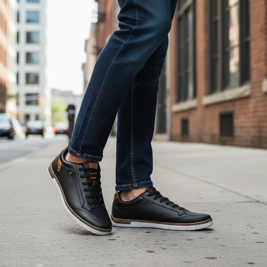 Tênis Masculino Casual com Detalhe Metálico e Design Urbano Atemporal