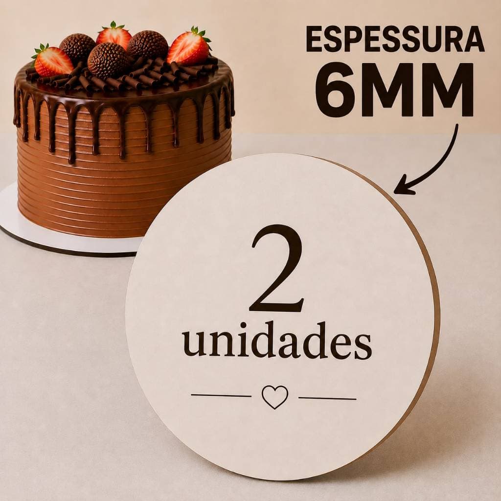 Cake Board 6MM KIT com 2 unidades Branco Mdf 6mm Tabuleiros Confeitaria  base para bolo frios cakeboard