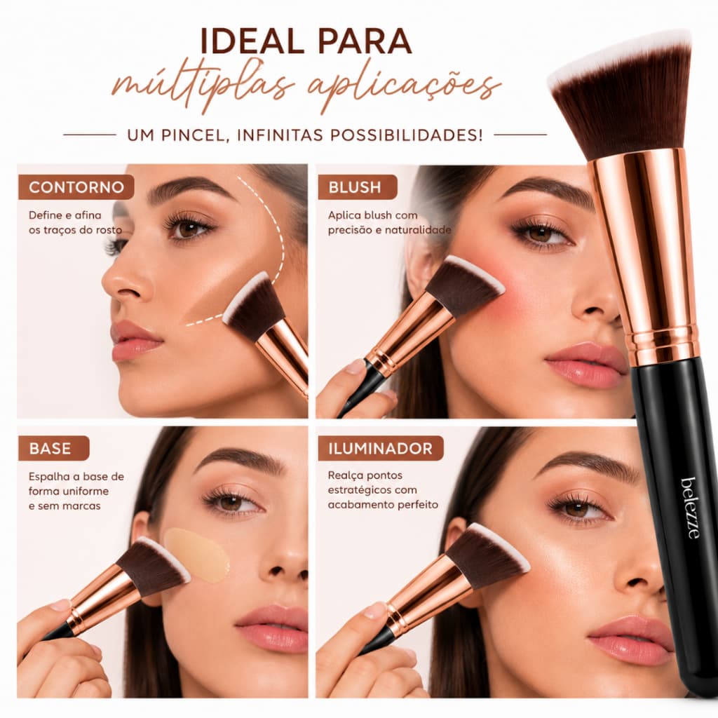 Pincel De Maquiagem Profissional Chanfrado Angulado.