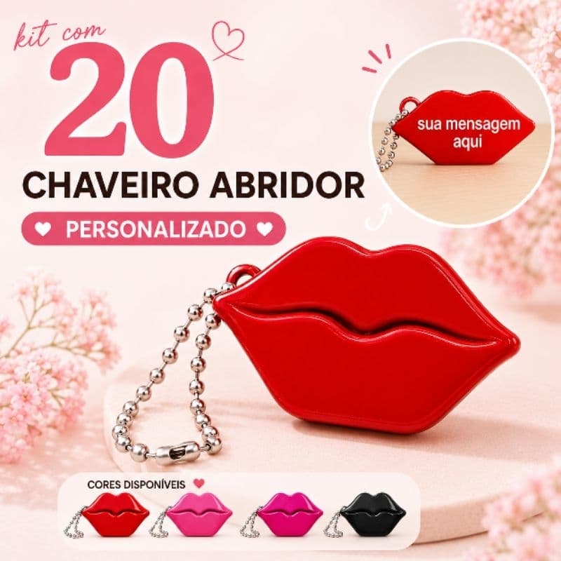 (personalizado) Kit com 10 ou 20 Chaveiro Personalizado Abridor de Latas Boca | Abre Lacre de Latinha | Atacado com nome