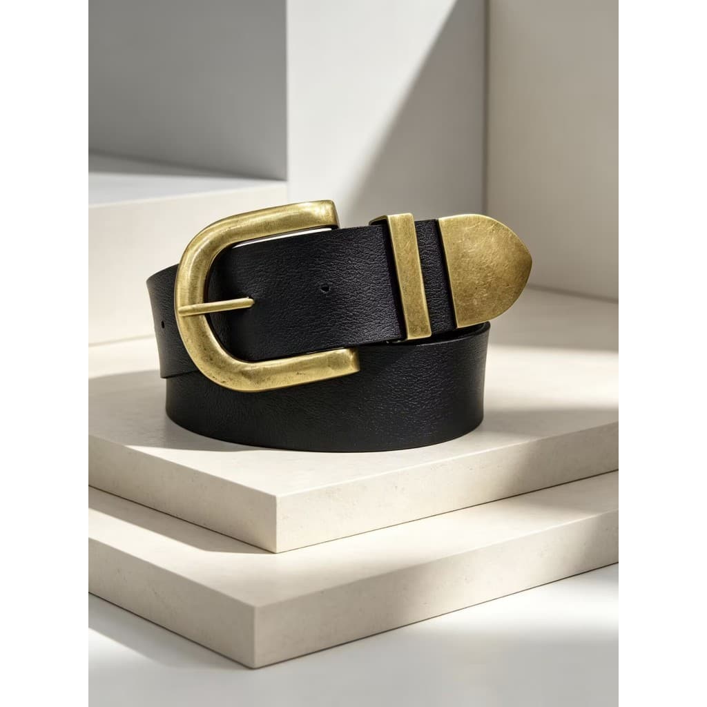 Cinto Feminino Largo 5cm Fivela Ouro Velho Com Ponteiras- envio imediato